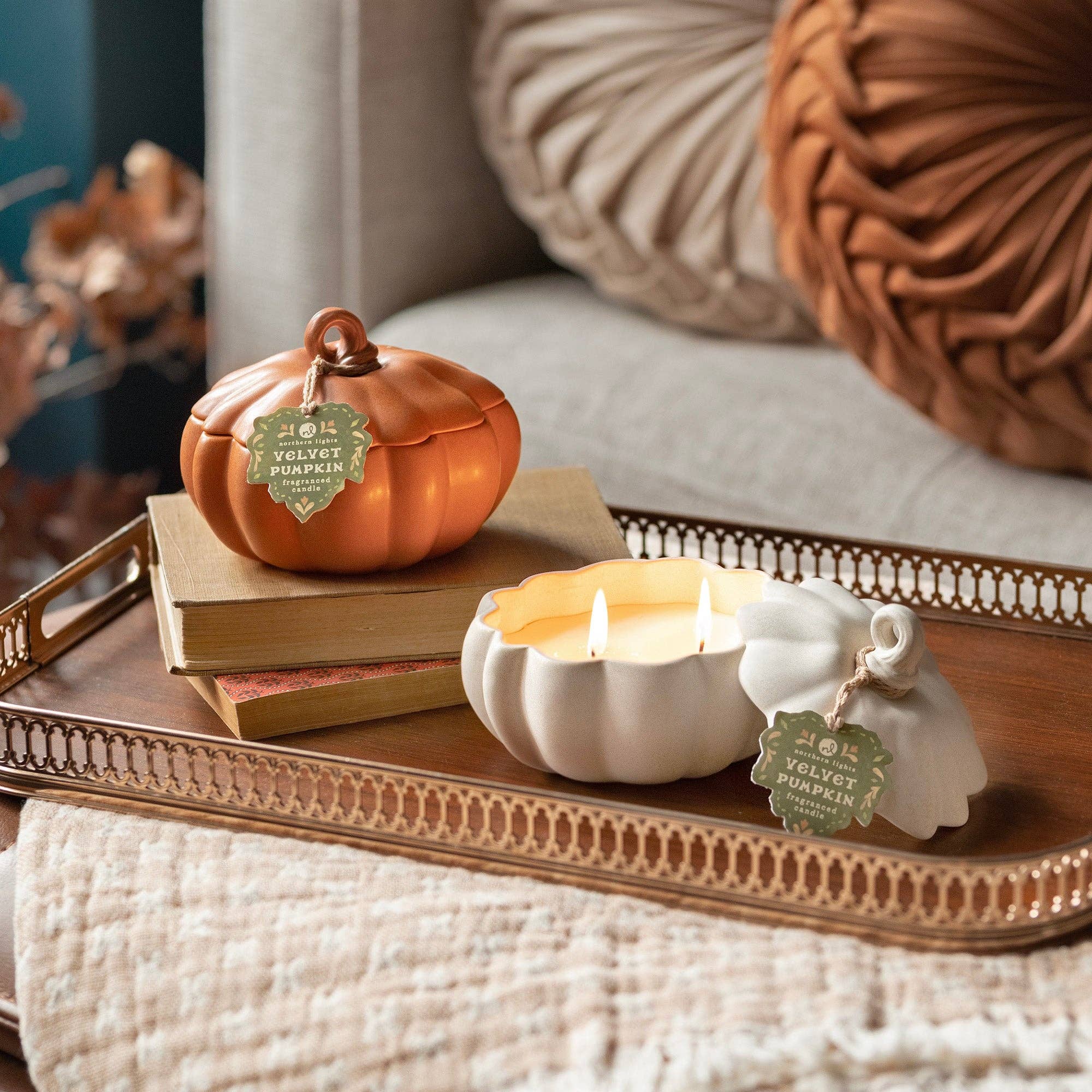 Grateful Glow Pumpkin Candles: White