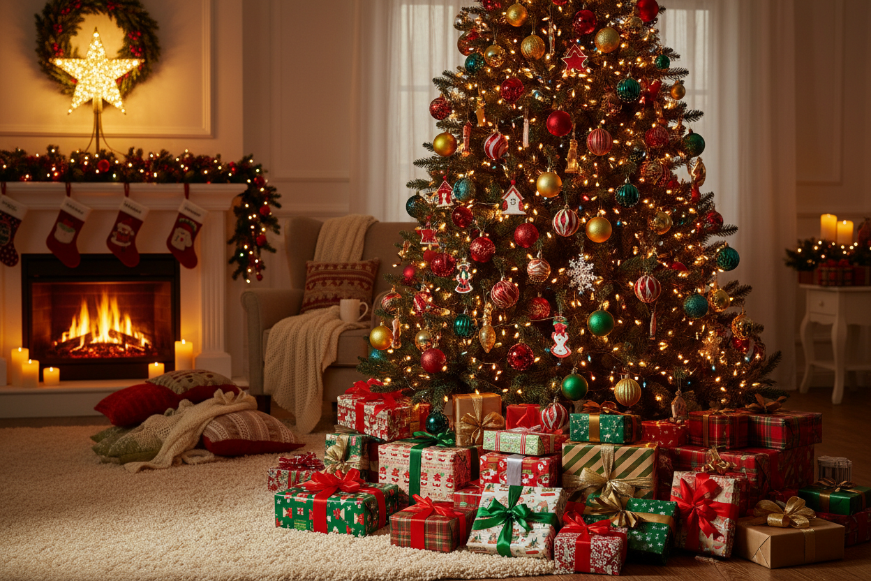 christmas tree with presents underneath